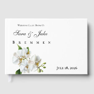 White Orchid Wedding Guest Book