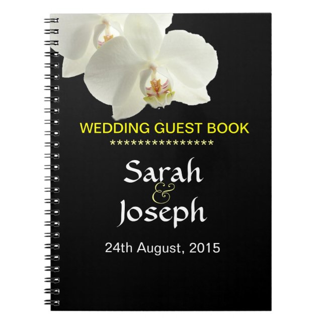 White Orchid Wedding Guest Note Book (Front)