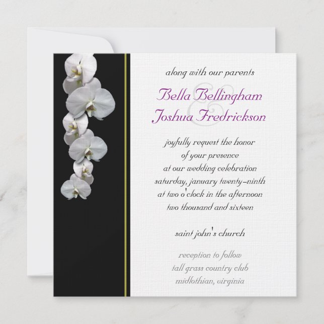 White Orchid Wedding Invitation 5.25x5.25 (Front)