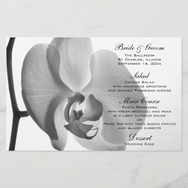 White Orchid Wedding Menu (Front)
