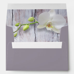White Orchid Wooden Background Envelope