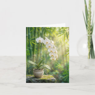White Orchids and Bamboo Note Card