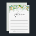 White Orchids and Kumquats Tropical Bridal Shower Advice Card<br><div class="desc">Ask guests to leave their advice and well wishes to the bride-to-be with this floral bridal shower advice card. It features watercolor floral garland of white orchids,  greenery and kumquats. This tropical floral advice for the bride card is perfect for summer bridal showers. Personalise by adding your own texts.</div>