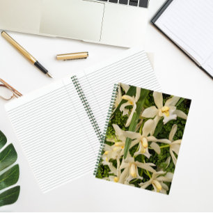 White Orchids and Maidenhair Ferns Floral Notebook