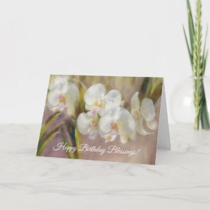 White Orchids Art Flowers Faith Birthday Card