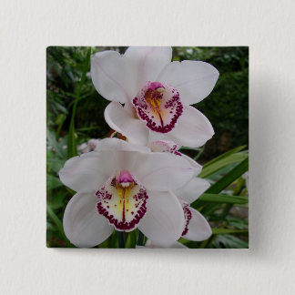 White Orchids Beautiful Tropical Flowers 15 Cm Square Badge