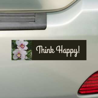 White Orchids Beautiful Tropical Flowers Bumper Sticker