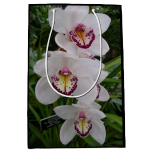White Orchids Beautiful Tropical Flowers Medium Gift Bag