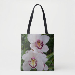 White Orchids Beautiful Tropical Flowers Tote Bag