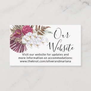 White Orchids Burgundy Floral Wedding Enclosure Card