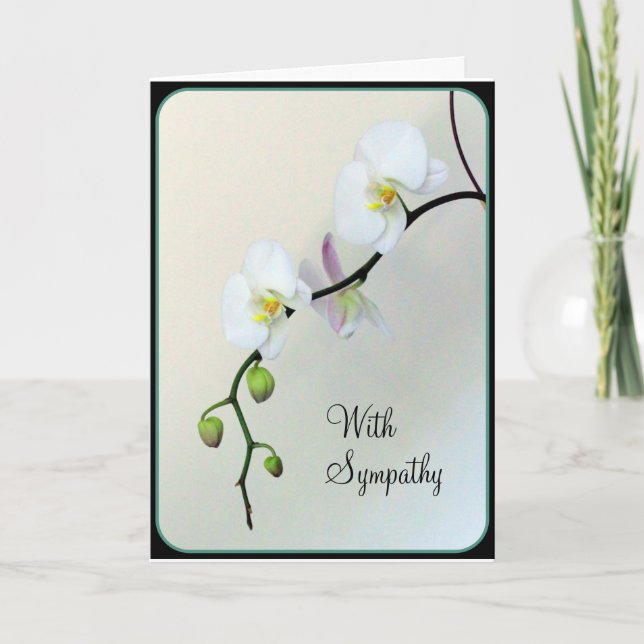 White Orchids Condolence Card (Front)