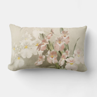 White Orchids Flower Vintage Old Illustration Lumbar Cushion