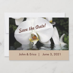 White Orchids in Water Flat Save The Date Card