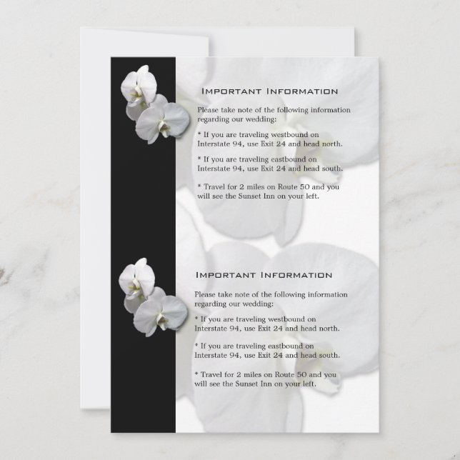 White Orchids Information Sheet 4 Invitation (Front)