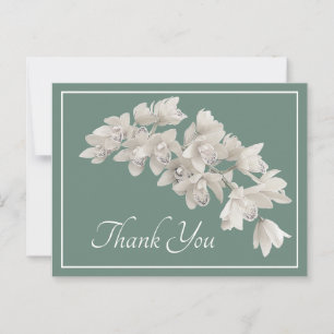 White Orchids Moss Background Thank You Postcard