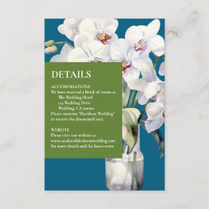 White Orchids Ocean Blue Details Enclosure Card