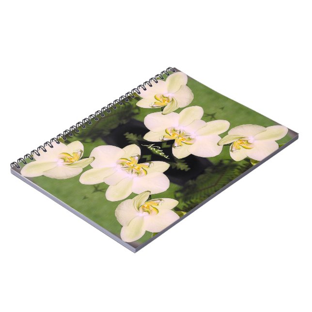 White Orchids on a green background Notebook (Left Side)