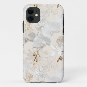 White orchids on a light cream Case-Mate iPhone case