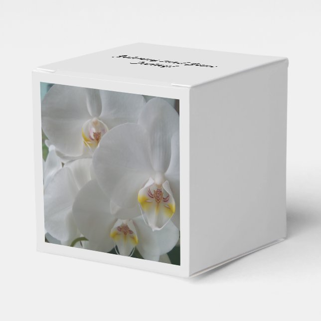 White Orchids on Personalised Favour boxes (Front Side)