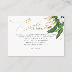 White Orchids Palm Leaves Baby Books Request Business Card
