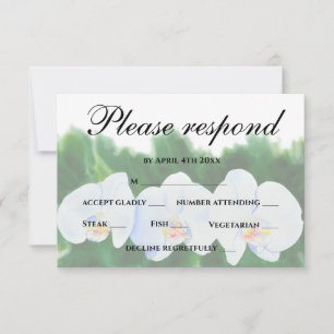 white orchids RSVP card