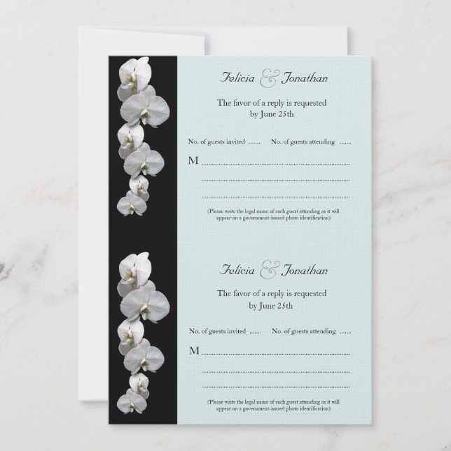 White Orchids RSVP Invitation (Front)