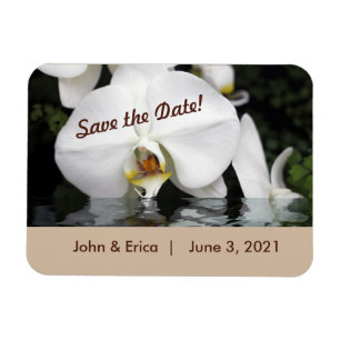 White Orchids Save the Date Flexible Magnet
