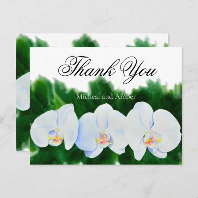 white orchids thank you card (Front/Back)