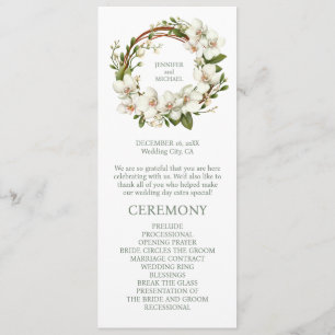 White Orchids Wedding Ceremony Program Programme