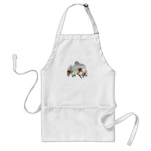 White Orchids With Orange Centre Standard Apron
