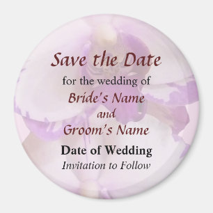 White Orchids With Purple Edges Save the Date Magnet