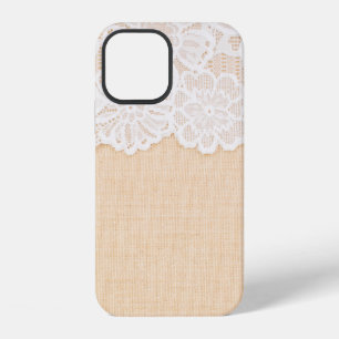 White Ornamental Lace over fabric design for borde iPhone 12 Case