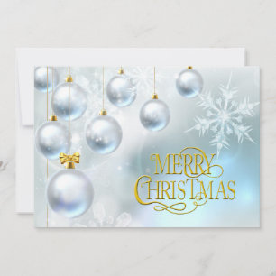 White Ornaments Merry Christmas - Personalize Holiday Card