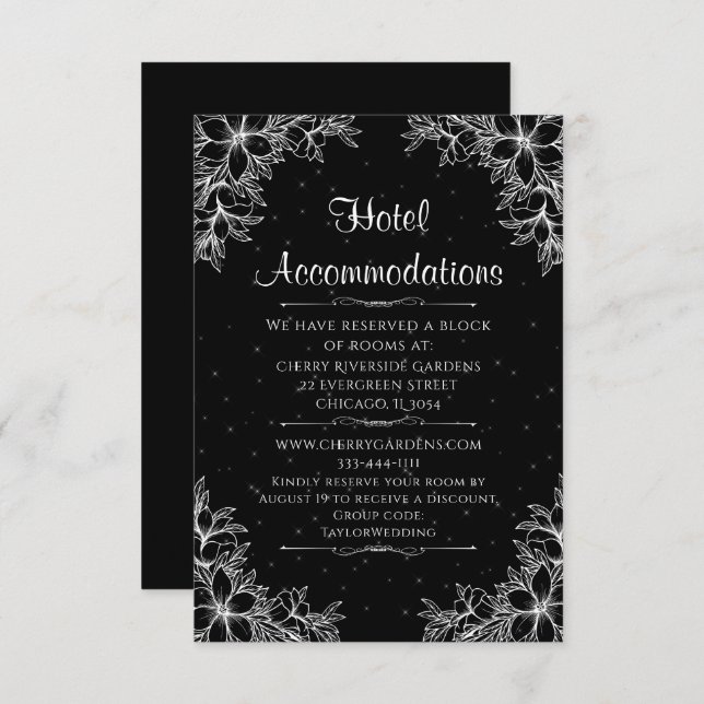 White Ornate Wedding Hotel Accommodation Enclosure Card (Front/Back)