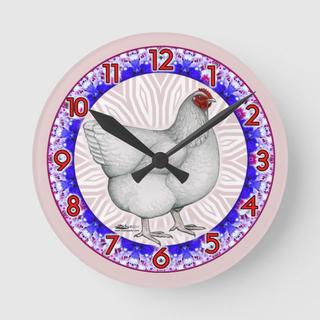 White Orpington Hen Clock (Front)