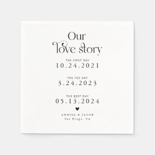 White Our Love Story Retro Wedding Napkin