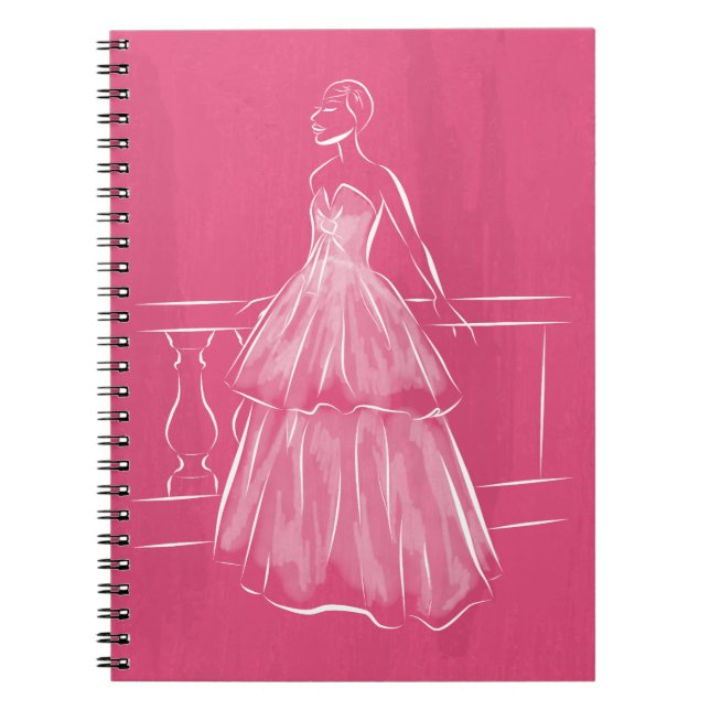 White Out Negative Space Gown Spiral Notebook (Front)