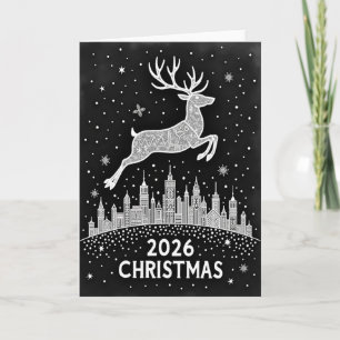 White Outline Christmas Card