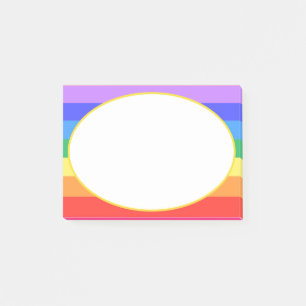 White Oval on Beautiful Rainbow Post-it Notes