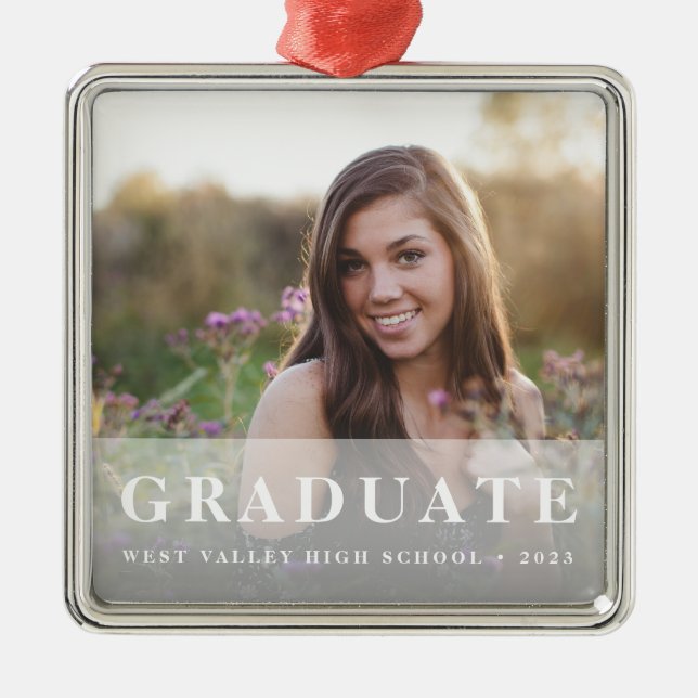 White Overlay | Graduation Photo Metal Tree Decoration (Front)