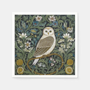 White owl art nouveau style napkin