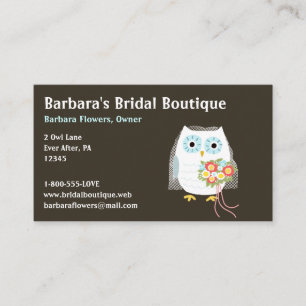White Owl Bride with Flower Bouquet Business Card
