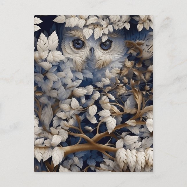 White Owl Hiding In The Forest Postcard (Front)