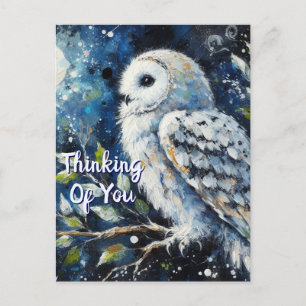 White Owl Moonlight Thinking of You Greeting Card