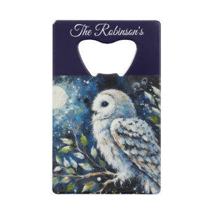 White Owl On Branch in Moonlight Personalised
