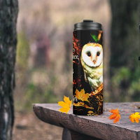 White Owl On Dark Tree Autumn Inspirational