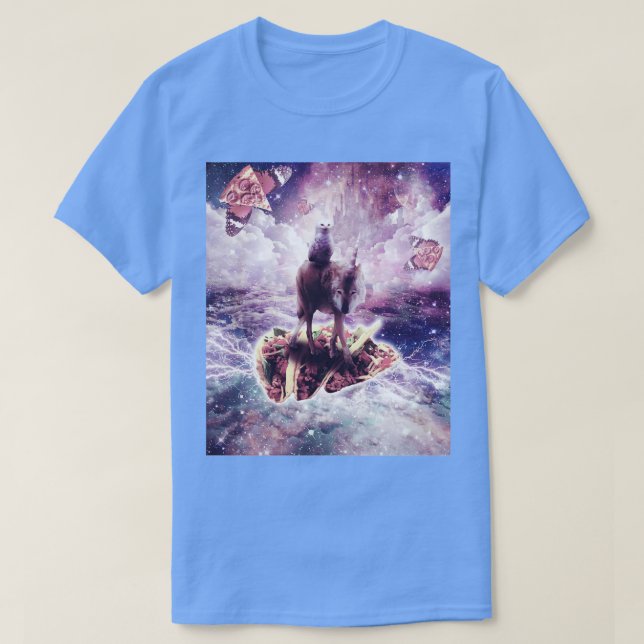 White Owl Riding Unicorn Wolf on Taco T-Shirt (Design Front)