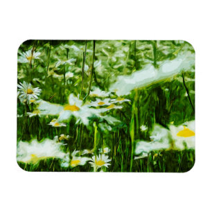 White Oxeye Daisy Abstract Floral Magnet