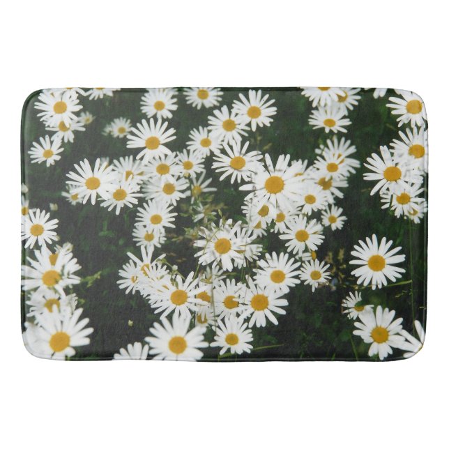 White Oxeye Daisy, Moon Daisy Meadow Bath Mat (Front)