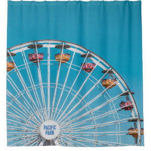 White Pacific Park ferris wheel Shower Curtain